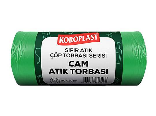 Koroplast Cam Atıklar 80*110 Yeşil 10'lu Çöp Poşeti 650 Gr.