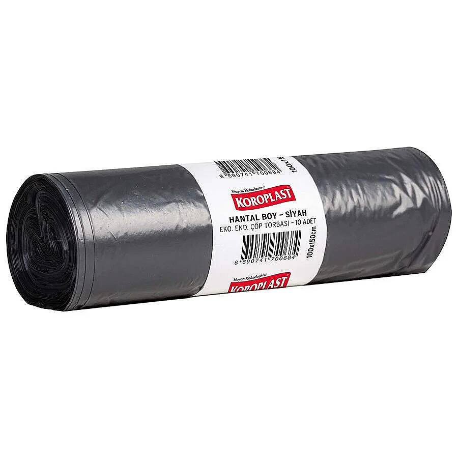 Koroplast Eko Endüstriyel 100*150 Hantal Siyah 10'lu Çöp Poşeti 770 Gr. - 1