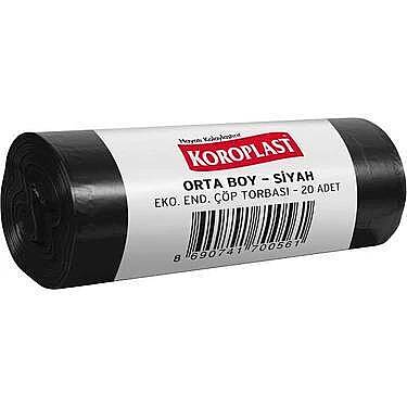 Koroplast Eko Endüstriyel 55*60 Orta Siyah 20'li Çöp Poşeti 80 Gr. - 1