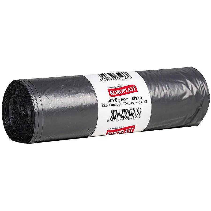 Koroplast Eko Endüstriyel 65*80 Büyük Siyah 10'lu Çöp Poşeti 80 Gr. - 1