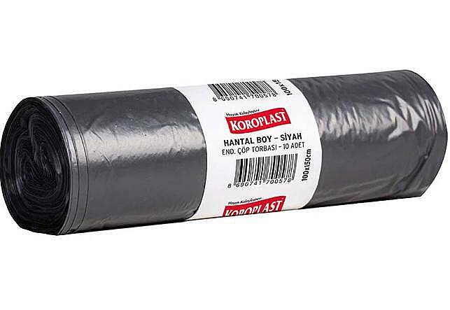 Koroplast Endüstriyel 100*150 Hantal Siyah 10'lu Çöp Poşeti 1000 Gr. - 1