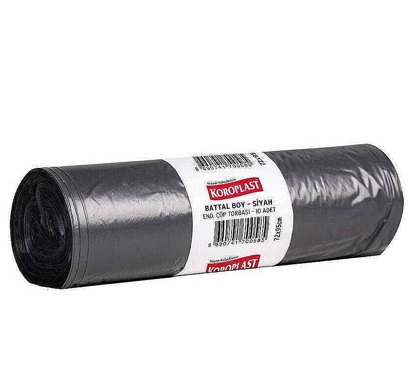 Koroplast Endüstriyel 72*95 Battal Siyah 10'lu Çöp Poşeti 400 Gr. - 1