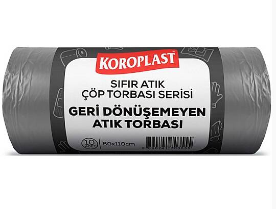 Koroplast Geri Dönüşemeyen Atıklar 80*110 Koyu Gri 10'lu Çöp Poşeti 440 Gr.