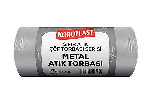 Koroplast Metal Atıklar 80*110 Açık Gri 10'lu Çöp Poşeti 650 Gr.