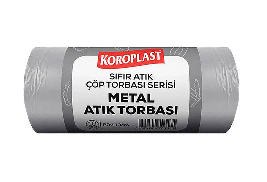 Koroplast Metal Atıklar 80*110 Açık Gri 10'lu Çöp Poşeti 650 Gr. - 1