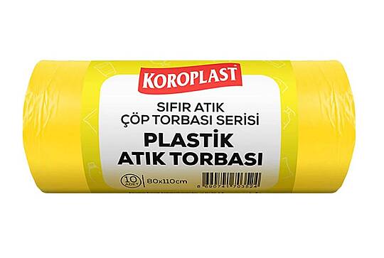 Koroplast Plastik Atıklar 80*110 Sarı 10'lu Çöp Poşeti 440 Gr.