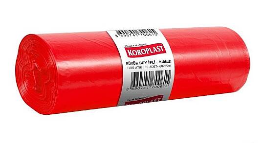 Koroplast Tıbbi Atık 60*85 Kırmızı 10'lu Çöp Poşeti 500 Gr.