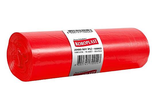Koroplast Tıbbi Atık 80*110 Kırmızı 10'lu Çöp Poşeti 840 Gr.