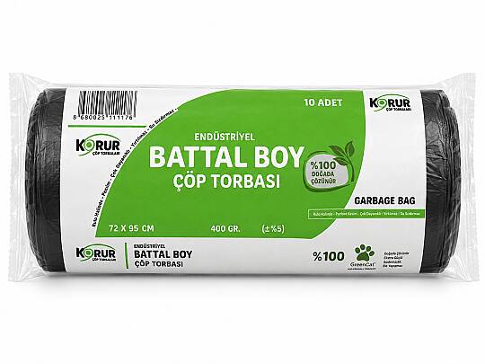 Korur 72*95 Endüstriyel Battal Boy Çöp Poşeti 400 Gr. Siyah