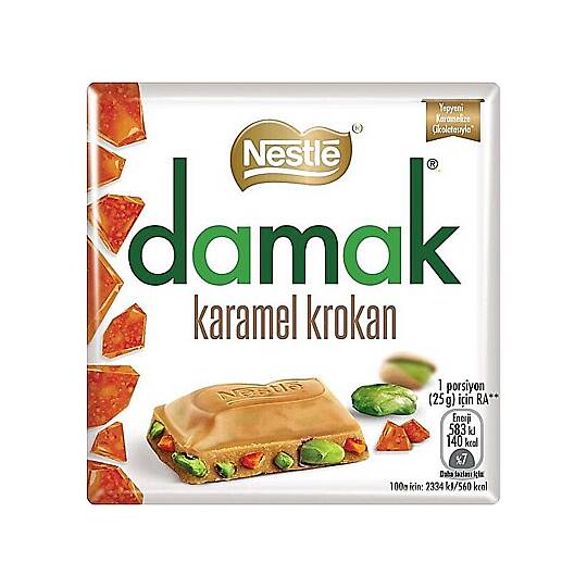Nestle Damak Kare Çikolata Karamel 60 Gr.