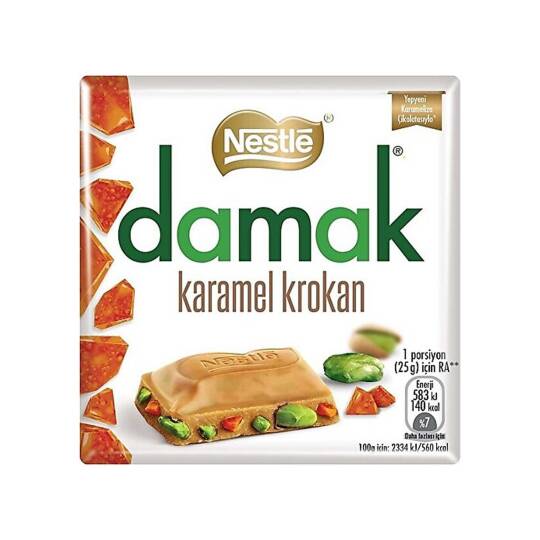 Nestle Damak Kare Çikolata Karamel 6*60 Gr.