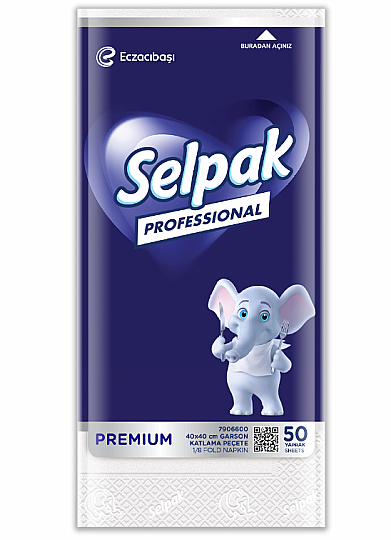 Selpak 7906600 Professional Garson Katlama Peçete 40 x 40 Beyaz 50'lı