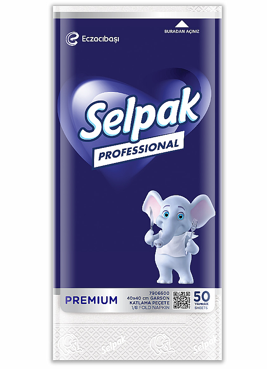 Selpak 7906600 Professional Garson Katlama Peçete 40 x 40 Beyaz 50'lı - 1