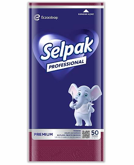 Selpak 9681118 / 7906658 Professional Garson Katlama Peçete 40 x 40 Bordo 50'lı